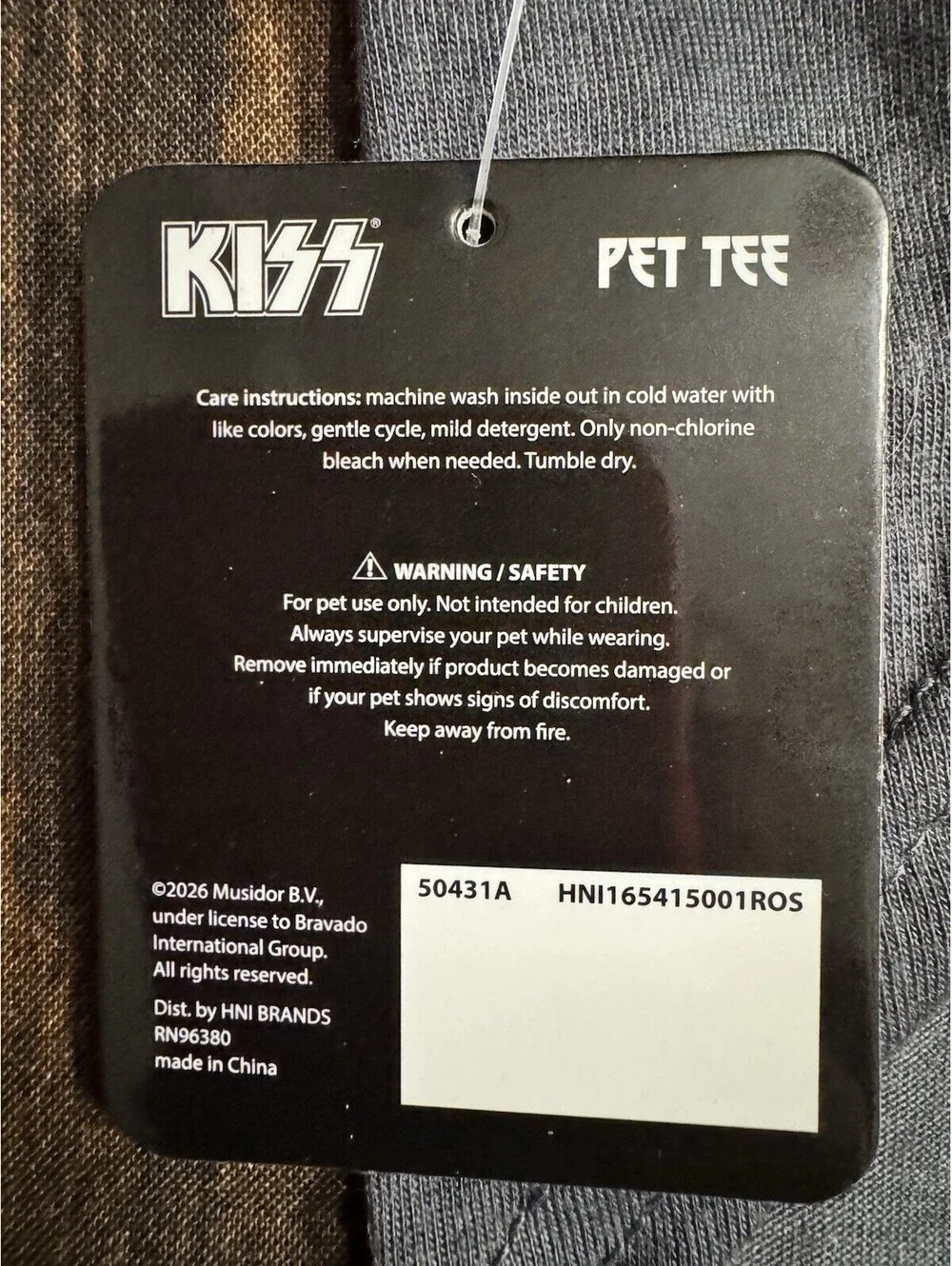 Bravado KISS World Tour Pet Tee XS Gray Dog T-Shirt New with Tags